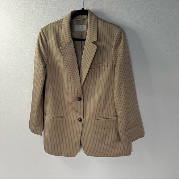 NWOT Everlane Oversized Striped Blazer Cornstalk & Black Tan Business Women’s 12 - Picture 3 of 13